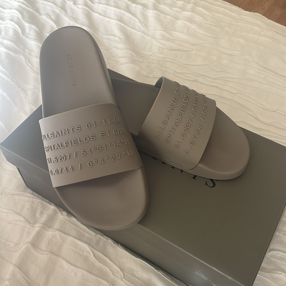 Allsaints slides size 8 taupe